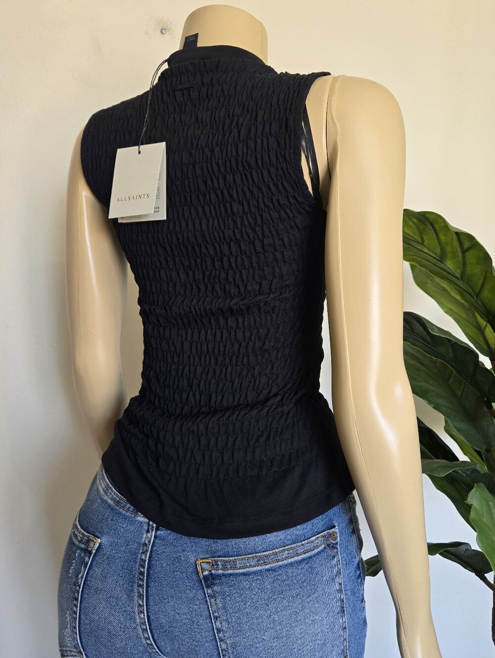 NWT AllSaints Ode Smocked Sleeveless Tank Top AllSaints Size S Women's - Picture 5 of 14